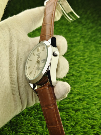 Brown leather strap watch