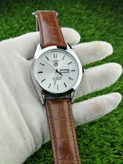 Brown leather strap watch