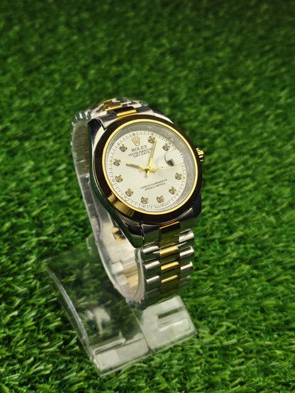 Two tone white  dial watch