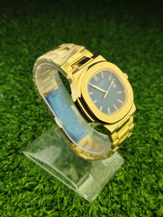 Golden chain dial with blue dial