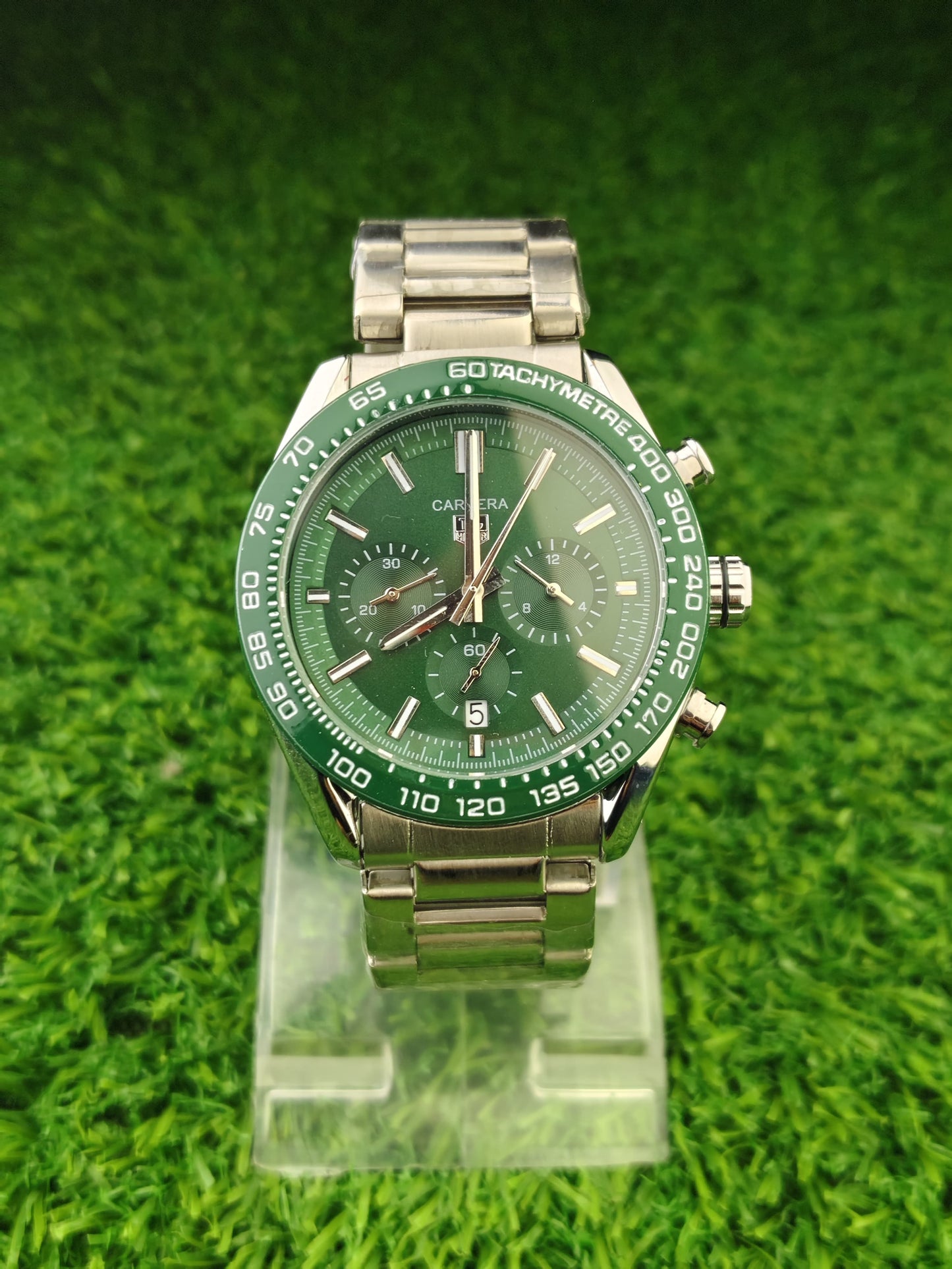 Green dial chronograph automatic watch