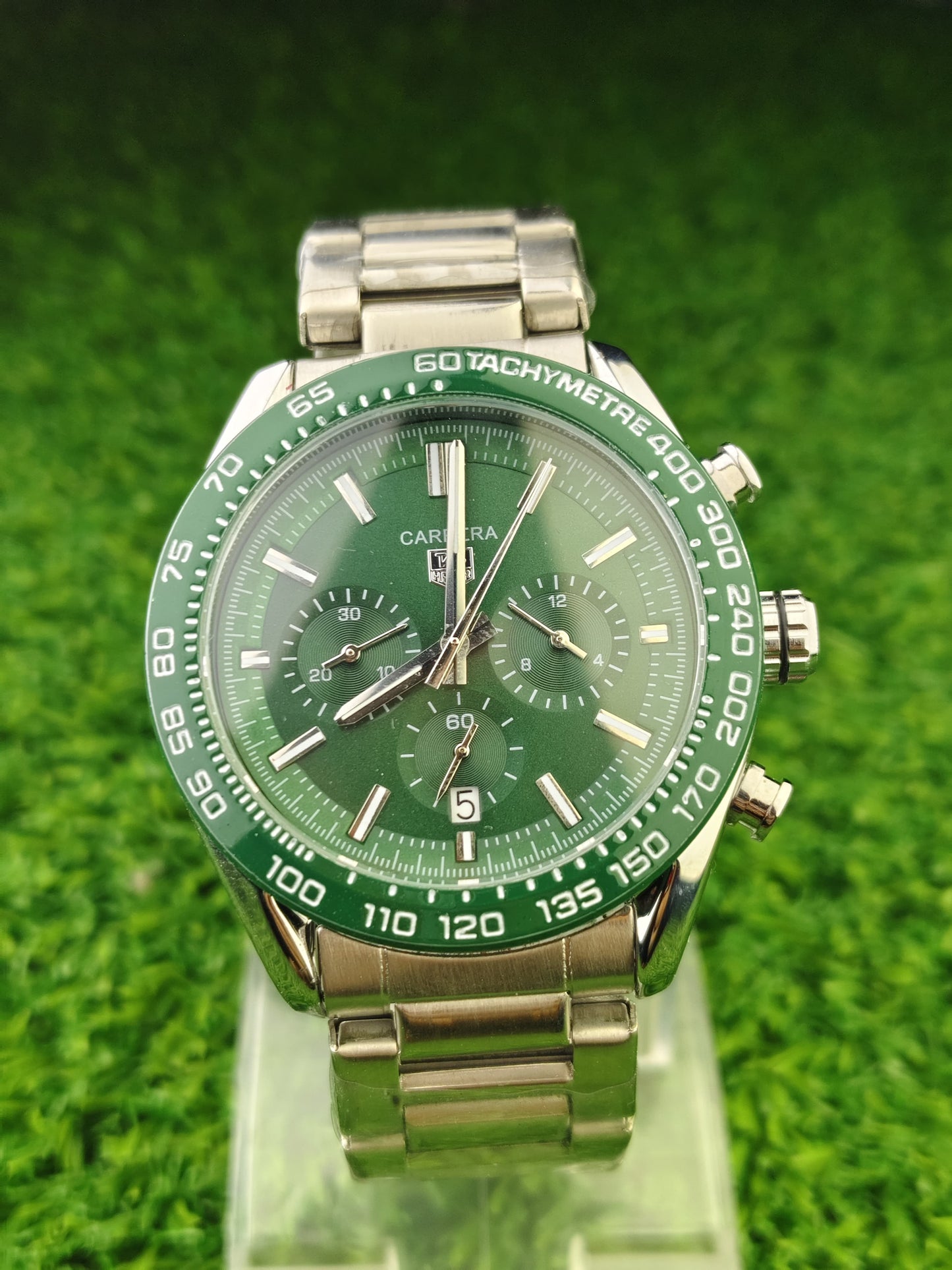 Green dial chronograph automatic watch