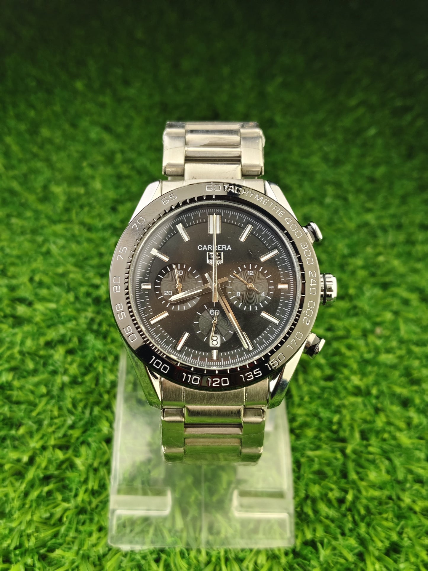 Black dial chronograph automatic watch